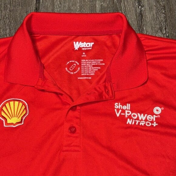 Shell Polo Shirt Mens XL Red V Power Employee Uniform Gas Station Polo - Picture 2 of 4